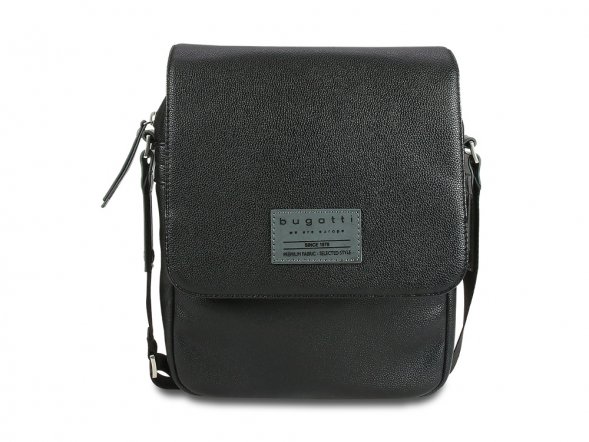 Сумка наплечная BUGATTI Moto D, чёрная, полиуретан, 25х8х30 см, 4 л 