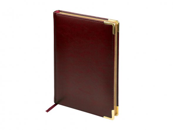 Ежедневник недатированный А5 Sidney Nebraska, бордовый (золотой обрез, золотые уголки) 