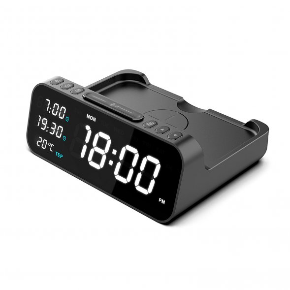 Зарядная станция с часами 6в1 10W Orion, черная 