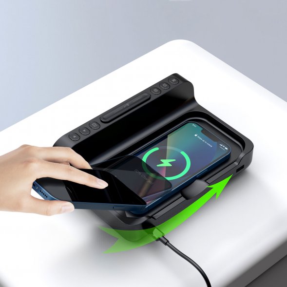 Зарядная станция с часами 6в1 10W Orion, черная 