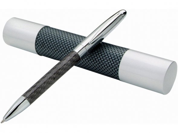 Ручка шариковая Winona в подарочной цилиндрической коробке, черные чернила 