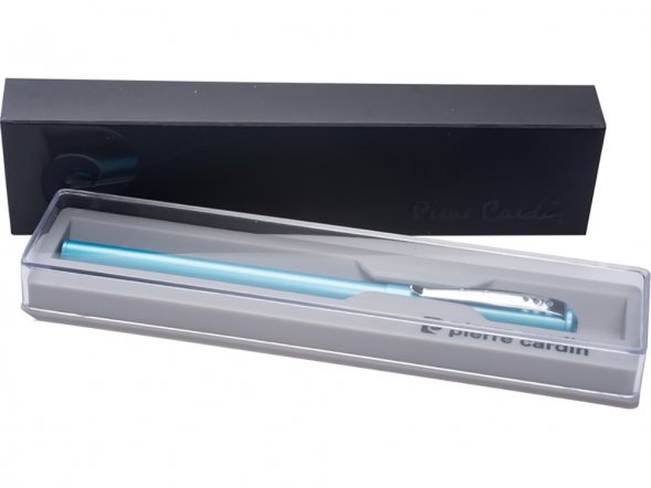 Ручка шариковая Pierre Cardin ACTUEL. Цвет - серебристо-голубой. Упаковка Р-1 