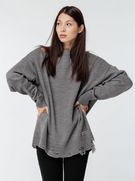 Джемпер оверсайз унисекс Grunge, серый 
