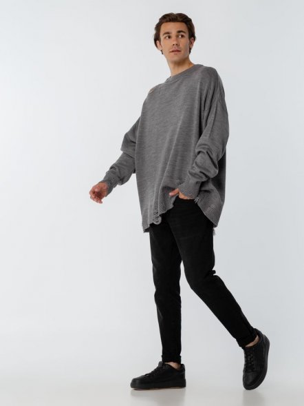 Джемпер оверсайз унисекс Grunge, серый 