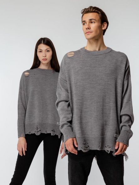 Джемпер оверсайз унисекс Grunge, серый 