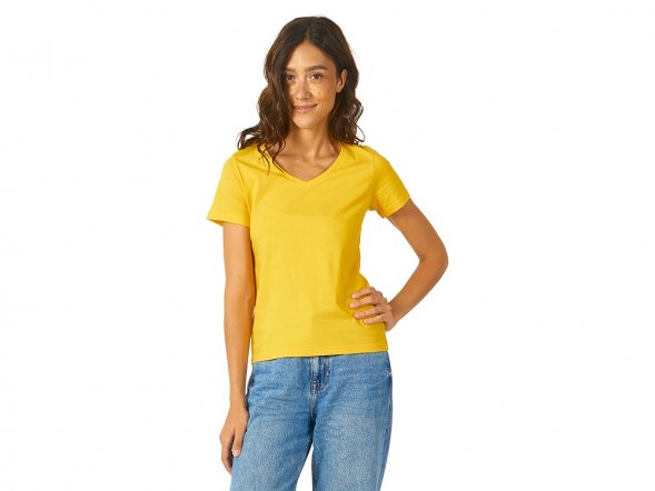 Футболка Heavy Super Club женская с V-образным вырезом, золотисто-желтый 