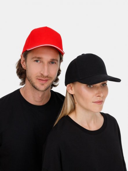 Бейсболка Classic 2.0, красная с белым кантом 