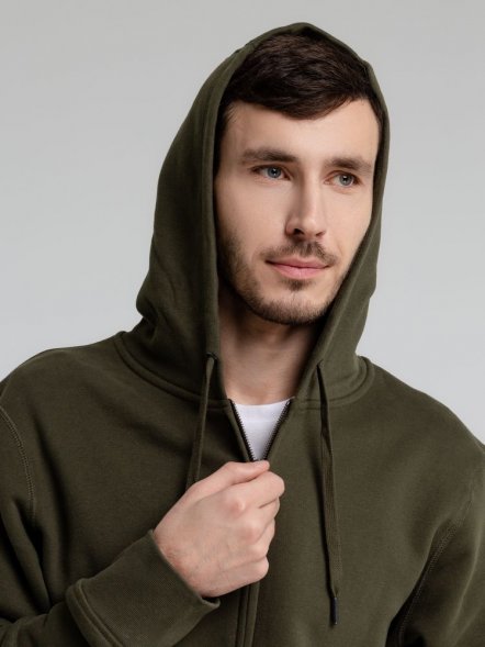 Толстовка на молнии с капюшоном унисекс King, хаки 