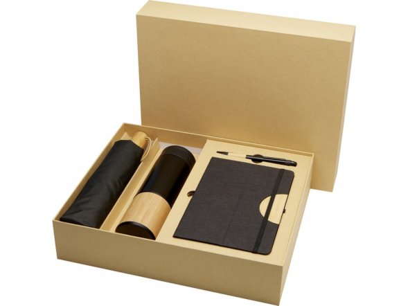 Carmen подарочный набор из блокнота формата А5 в твердой обложке и шариковой ручки - сплошной черный 