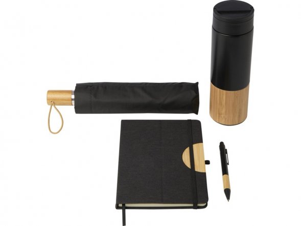 Carmen подарочный набор из блокнота формата А5 в твердой обложке и шариковой ручки - сплошной черный 