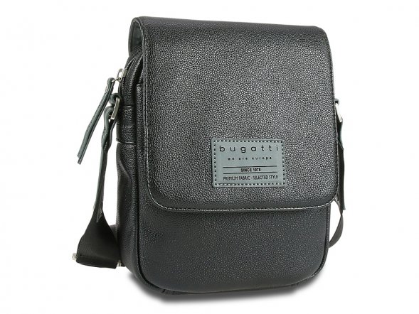 Сумка наплечная BUGATTI Moto D, чёрная, полиуретан, 18х6х25 см, 2 л 