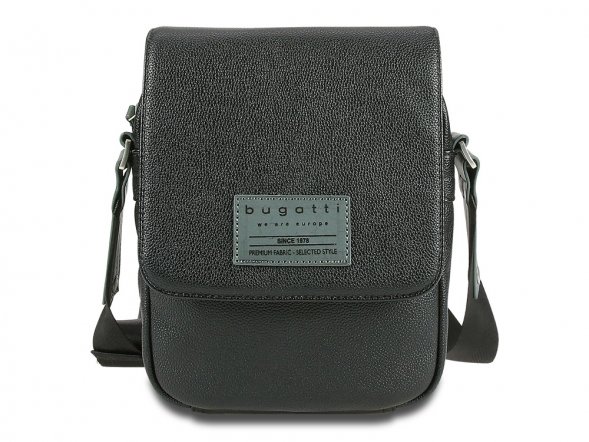 Сумка наплечная BUGATTI Moto D, чёрная, полиуретан, 18х6х25 см, 2 л 