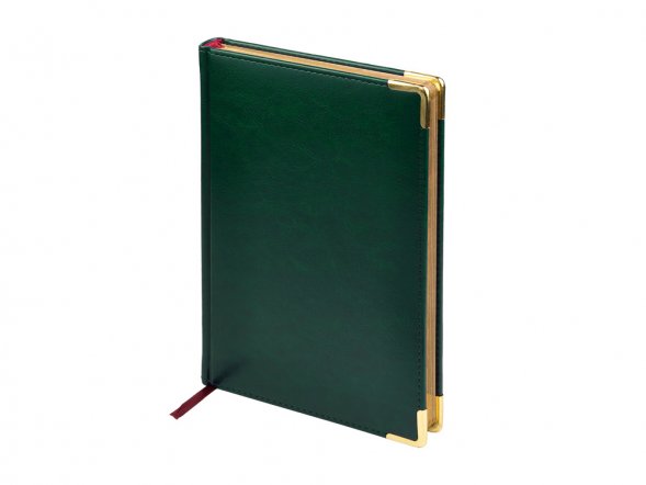 Ежедневник недатированный А5 Sidney Nebraska, зеленый (золотой обрез, золотые уголки) 