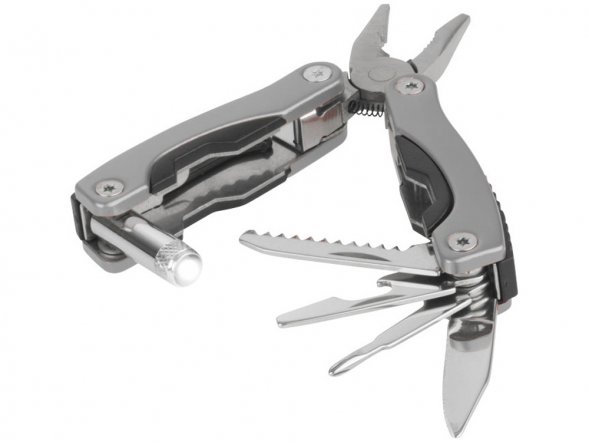 Мультитул Amass со светодиодным фонариком - Серебряный 