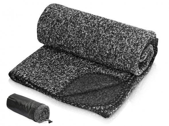 Плед вязаный Blend в чехле, черный 