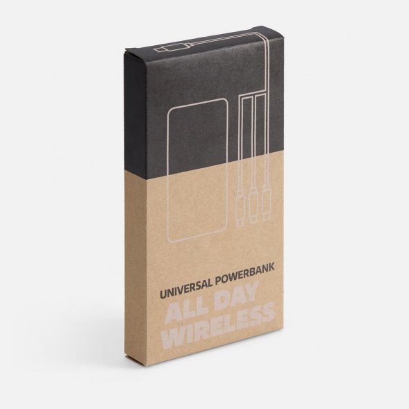 Аккумулятор с беспроводной зарядкой All Day Wireless 10000 мАч, синий 