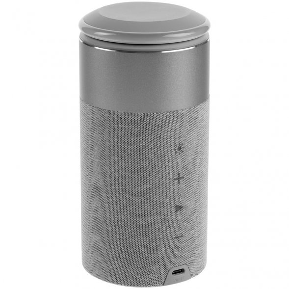 Колонка c беспроводной зарядкой и подсветкой Charge House, серая 