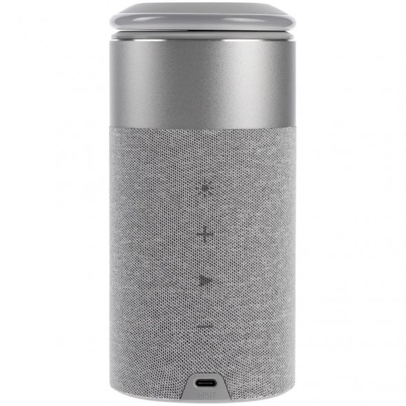 Колонка c беспроводной зарядкой и подсветкой Charge House, серая 