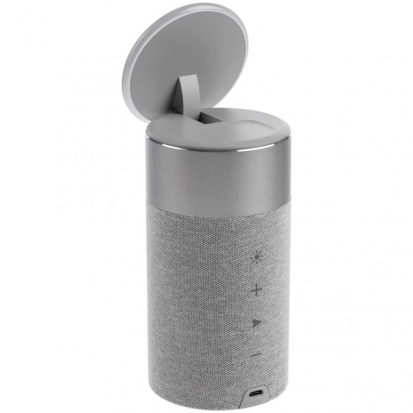 Колонка c беспроводной зарядкой и подсветкой Charge House, серая 