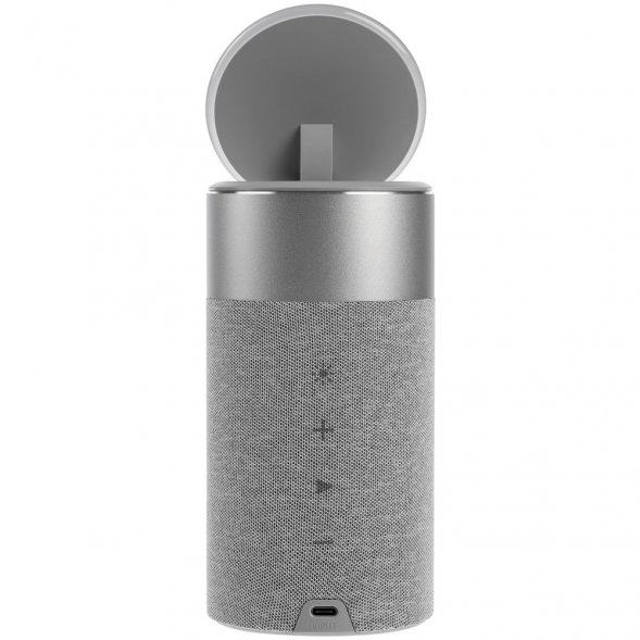 Колонка c беспроводной зарядкой и подсветкой Charge House, серая 