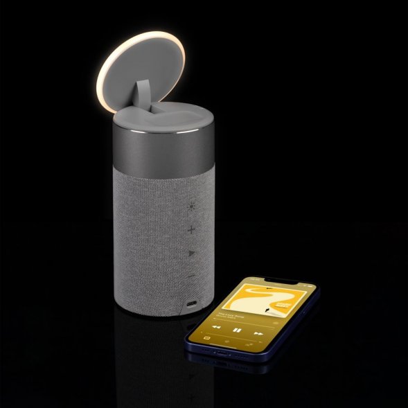 Колонка c беспроводной зарядкой и подсветкой Charge House, серая 