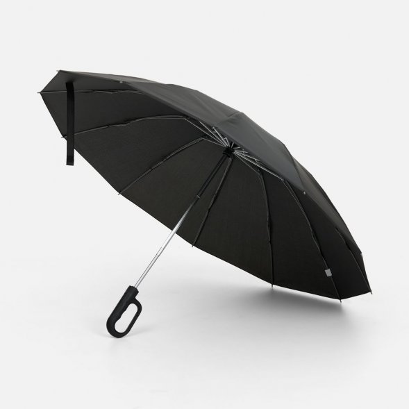 Зонт обратного сложения inLoop с ручкой-карабином, черный 
