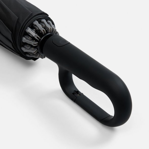 Зонт обратного сложения inLoop с ручкой-карабином, черный 