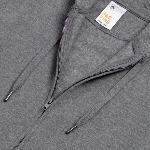 Толстовка на молнии с капюшоном унисекс King, темно-серый меланж 