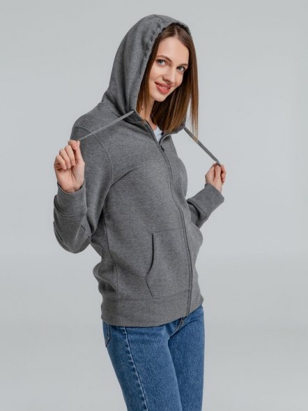 Толстовка на молнии с капюшоном унисекс King, темно-серый меланж 