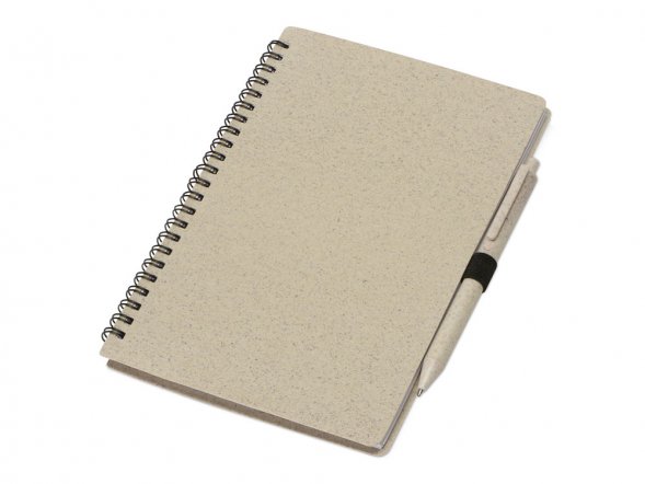 Блокнот А5 Toledo M, бежевый + ручка шариковая Pianta из пшеничной соломы, бежевый 