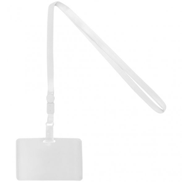 Карман для бейджа с лентой Indicate, белый 