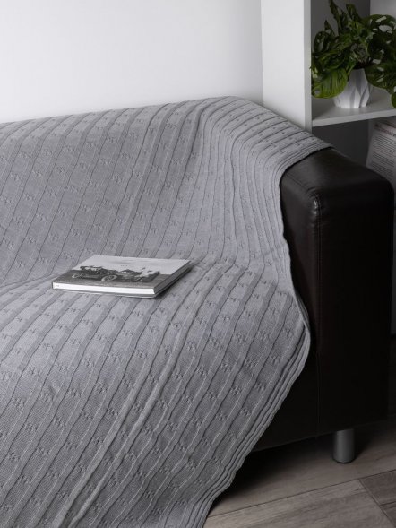 Плед Trenza, светло-серый 