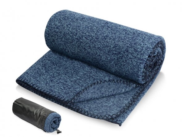 Плед вязаный Blend в чехле, синий 