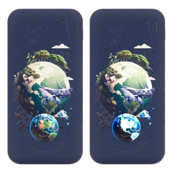 Внешний аккумулятор с подсветкой Luce 10000 mAh, синий Земля 