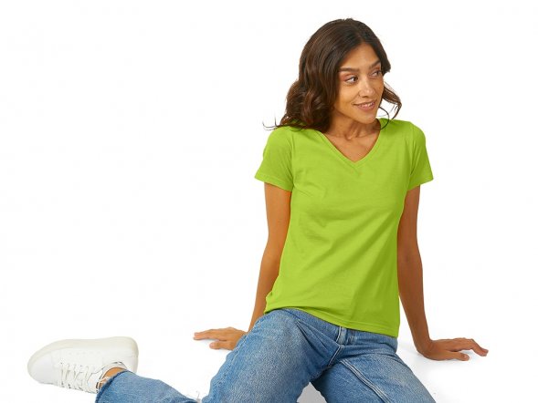 Футболка Heavy Super Club женская с V-образным вырезом, зеленое яблоко 