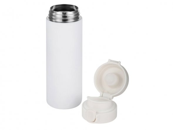 Вакуумная термокружка Waterline c кнопкой Guard, 400 мл, тубус, белый 