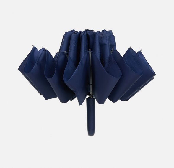 Зонт обратного сложения inLoop с ручкой-карабином, темно-синий 