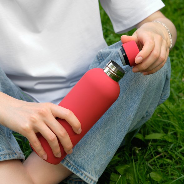 Термобутылка вакуумная герметичная Prima, красная 