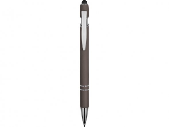 Ручка металлическая soft-touch шариковая со стилусом Sway, серый/серебристый (P) 