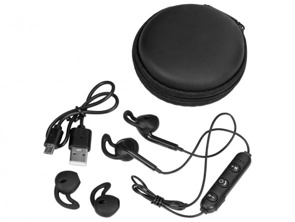 Беспроводные наушники Get Up с чехлом, черный 
