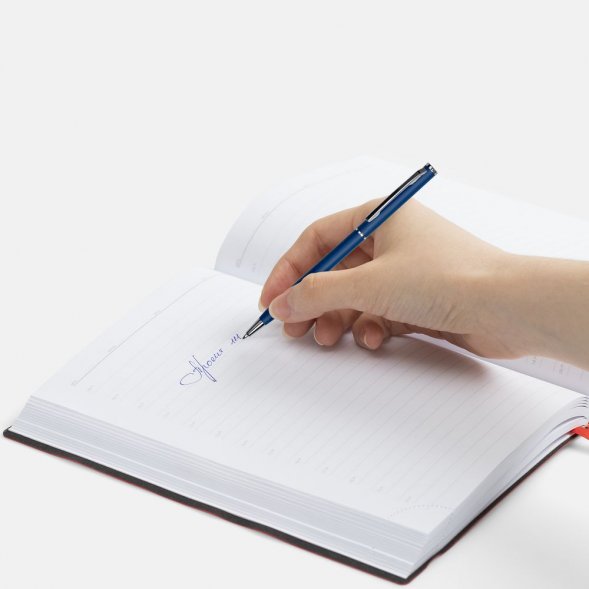 Ручка шариковая Hotel Chrome, ver.2, матовая синяя 