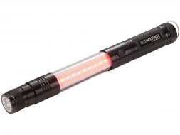 Телескопический фонарь с боковой лампой, черный