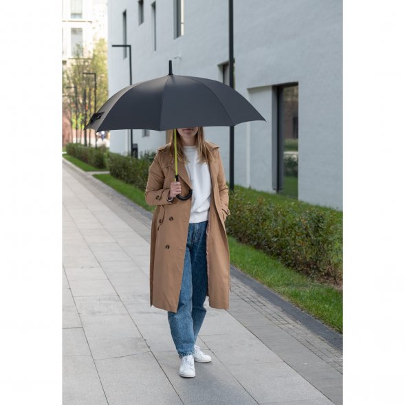 Зонт-трость Quantum, черный/салатовый 