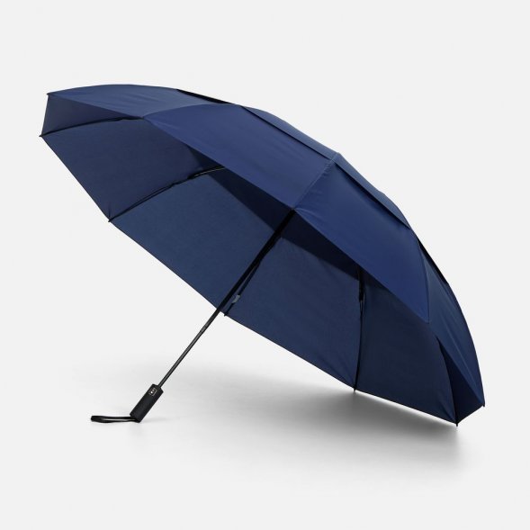 Зонт обратного сложения twoGether с двойным куполом, темно-синий 