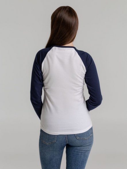 Футболка женская с длинным рукавом Milky Lsl, белая с темно-синим 