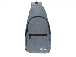 Рюкзак TORBER с одним плечевым ремнем, серый, полиэстер 300D, 33 х 17 х 6 см