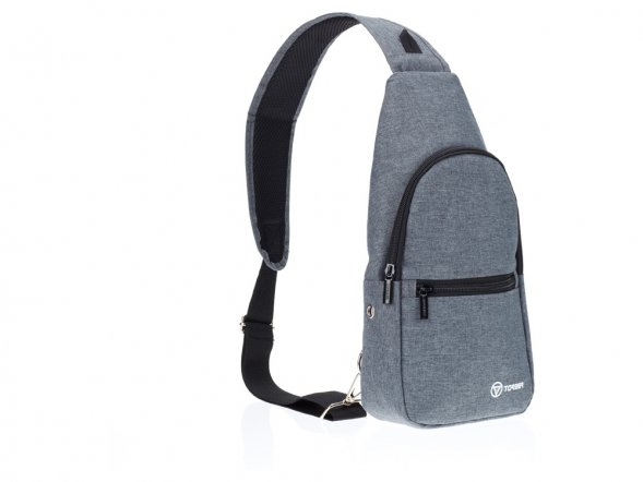 Рюкзак TORBER с одним плечевым ремнем, серый, полиэстер 300D, 33 х 17 х 6 см 