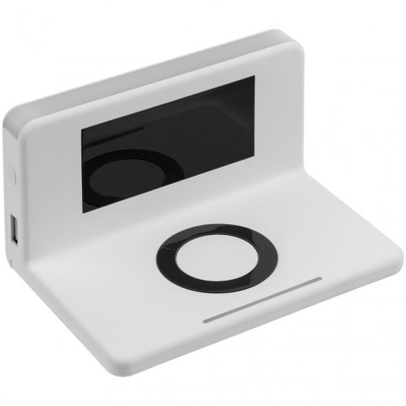 Часы настольные с беспроводным зарядным устройством Pitstop, белые 