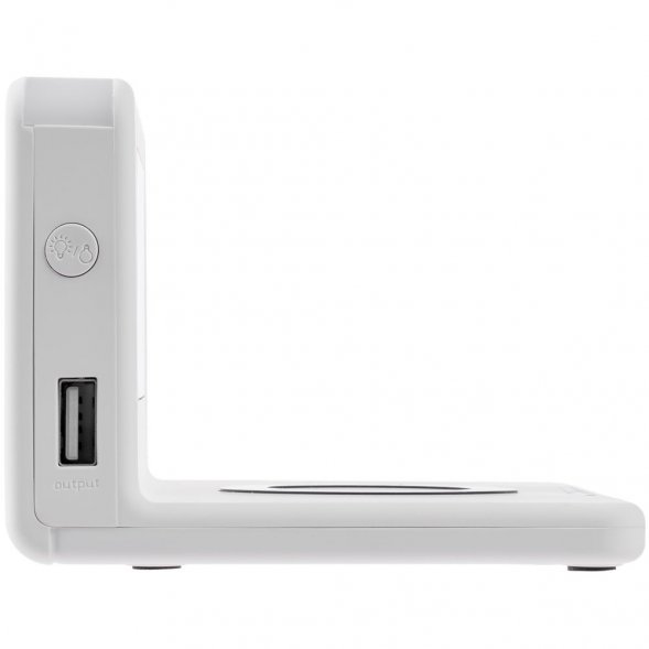 Часы настольные с беспроводным зарядным устройством Pitstop, белые 