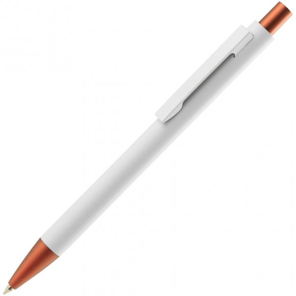 Ручка шариковая Chromatic White, белая с оранжевым 